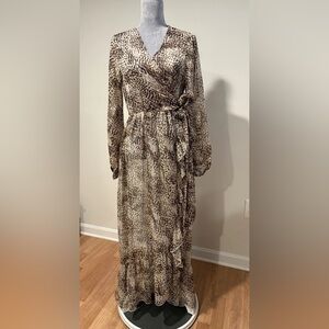 Express Animal Cheetah Leopard Print Front Waist Tie Kimono Coverup Cardigan